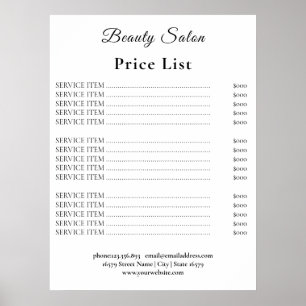 Preisliste Vintage Beauty Salon Poster