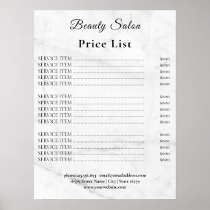 Preisliste Vintage-Schönheitssalon Poster