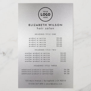 Preisliste Vorlage für trendiges Luxus-Salon Flyer