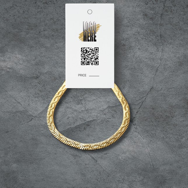 Preisschild für moderne Armbänder mit QR und Logo Visitenkarten (Von Creator hochgeladen)