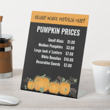 Preisschilder für Pumpkin Patch