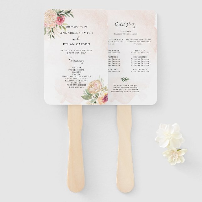 Preisverleihung für Peony and Gold Floral Fächer (Vorne und Hinten)