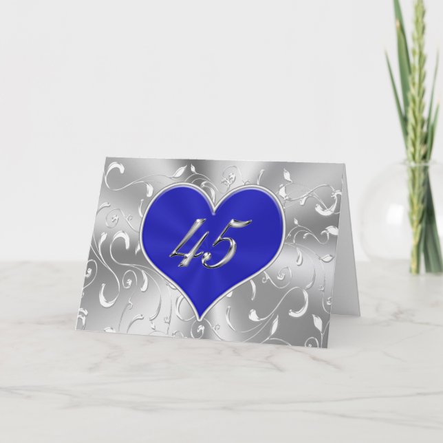 Preiswerte Blue 45-th Wedding Anniversary Cards Karte (Vorderseite)