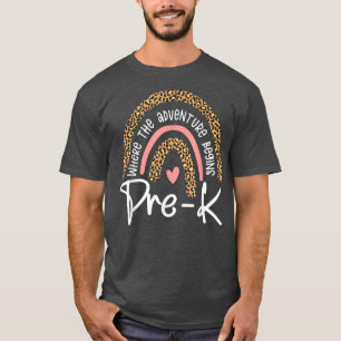 PreK wo das Abenteuer beginnt Regenbogen 1. Tag T-Shirt