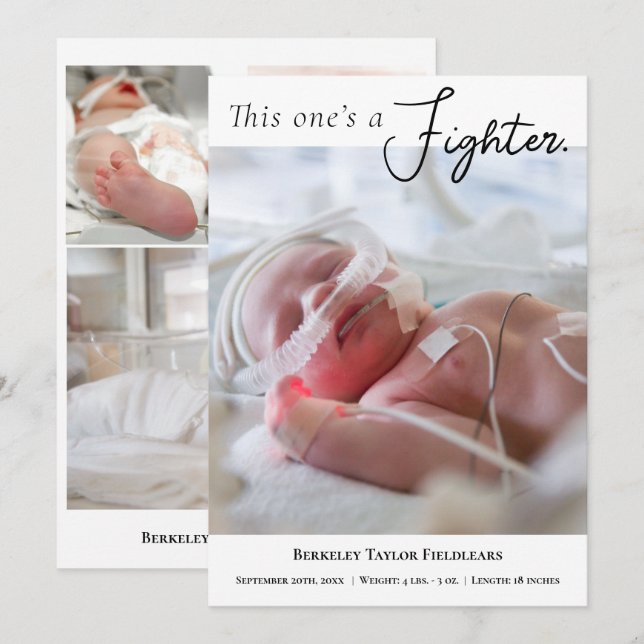 Premie Foto Baby Ankündigung (Vorne/Hinten)