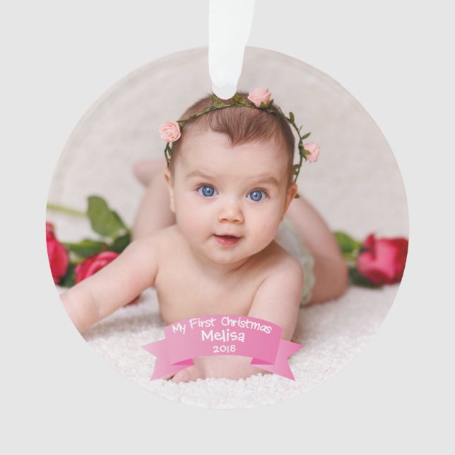 Premier acrylique de photo de Noël de bébé (devant)