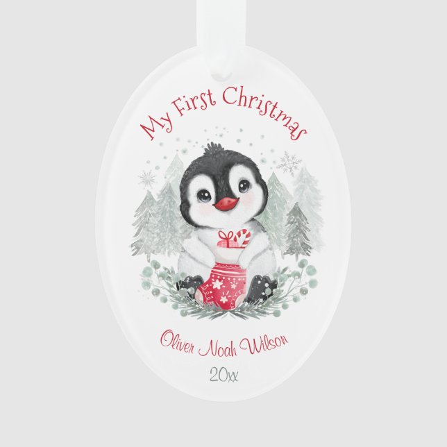Premier acrylique ovale de Noël du bébé mou (devant)