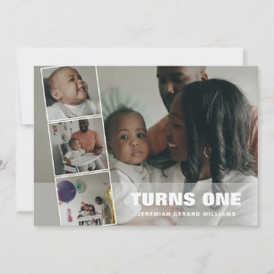 Premier anniversaire 4 Photo Collage Faire-part de