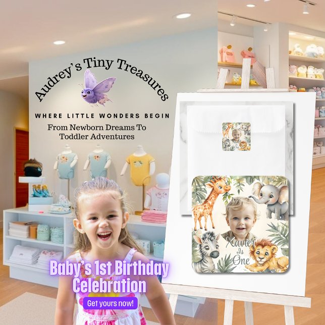 Premier anniversaire du garçon - Stickers Safari J (Créateur téléchargé)