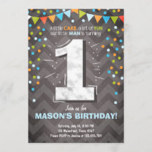 Premier anniversaire Invitation garçon One Chalk V