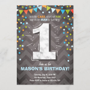 Premier anniversaire Invitation garçon One Chalk V