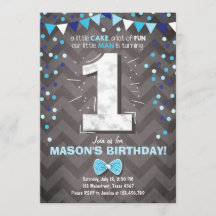 Premier anniversaire Invitation garçon One Navy Bl