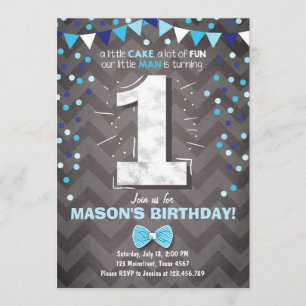 Premier anniversaire Invitation garçon One Navy Bl