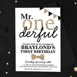 Premier anniversaire M. Onederful Invitation