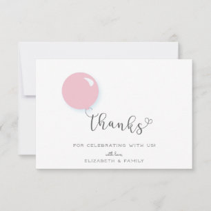 Premier anniversaire Merci de ballon rose