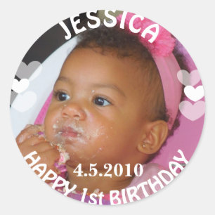 Premier autocollant de fille d'anniversaire