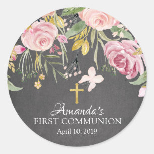 Premier autocollant floral rose moderne de sainte
