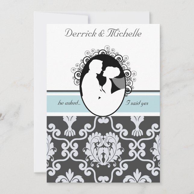 Premier baiser Bleu de mer Customisé Faire-part de (Devant)