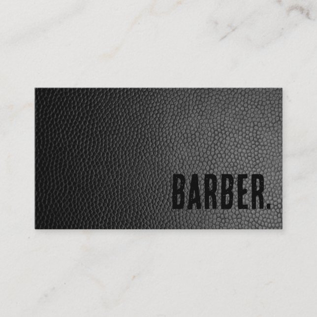 Premier Black Imitats Leather Barber Visitenkarte (Vorderseite)