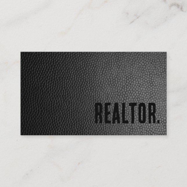Premier Black Imitats Leather Realtor Visitenkarte (Vorderseite)