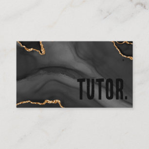 Premier Black und Gold Glitzer Agate Minimalistisc Visitenkarte