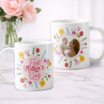Premier cadeau de mug floral photo pour la fête de