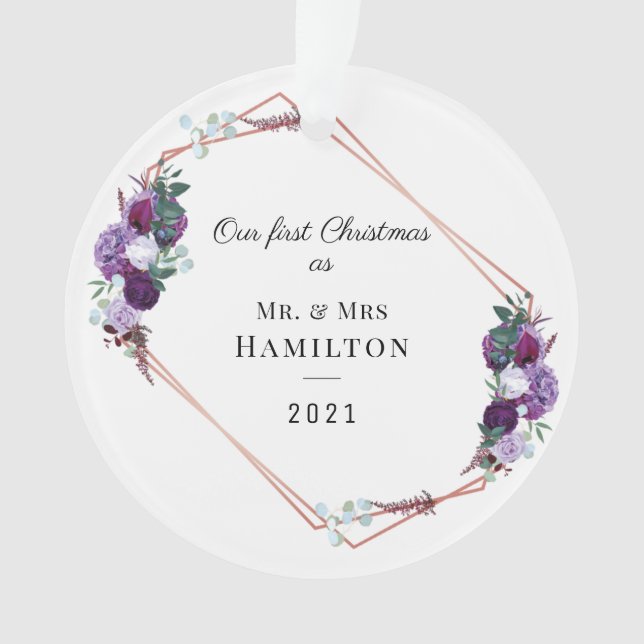 Premier cadre géométrique floral violet de Noël (devant)