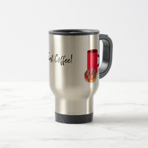 Premier café ! Mug de café de voyage isolée