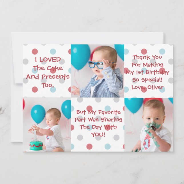 Premier carte de remerciements d'anniversaire (Devant)