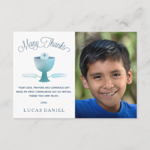 Premier carte de remerciements de communion,