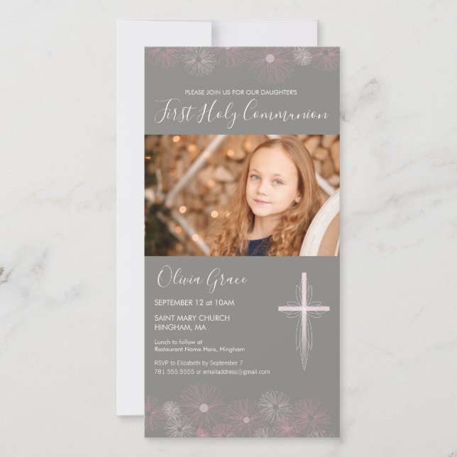 Premier Carte photo de Communion Invitation - Fill (Devant)