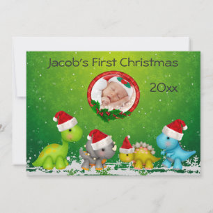 Premier Carte photo de dinosaures de Noël du bébé