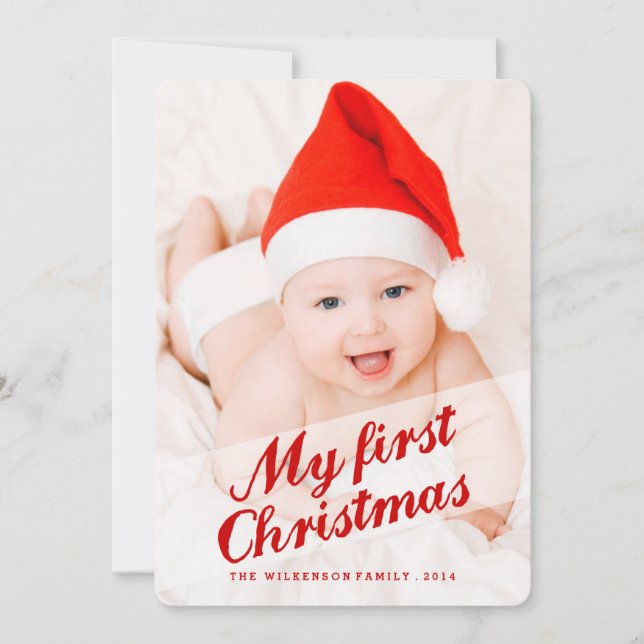 Premier Carte photo de Noël du bébé (Devant)