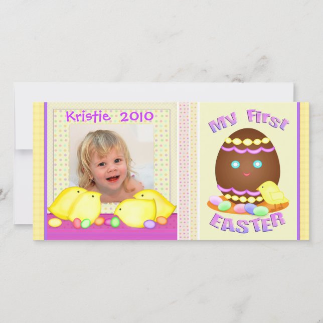 Premier Carte photo personnalisé de Pâques pour bé (Devant)