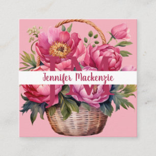 Premier Chic Bright Pink Floral Business Card Quadratische Visitenkarte