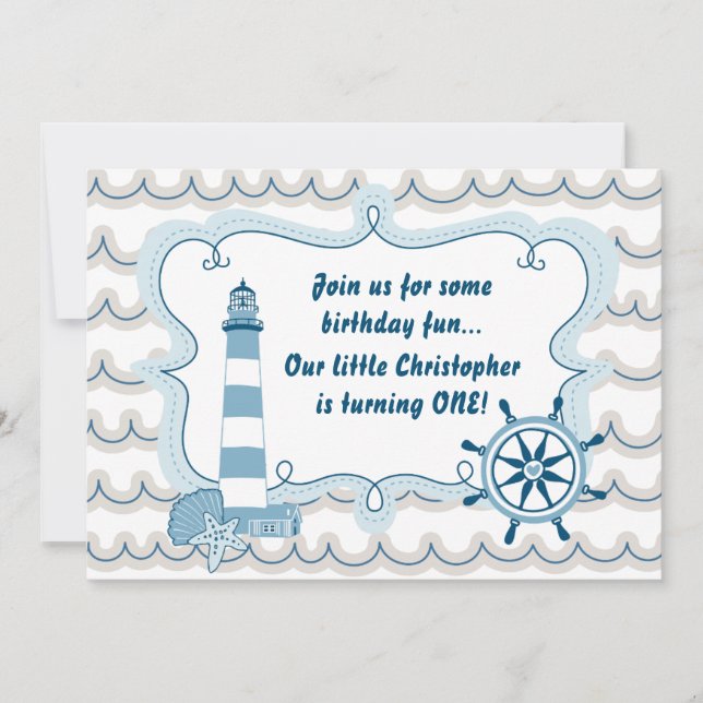 Premier Invitation d'anniversaire du phare nautiqu (Devant)