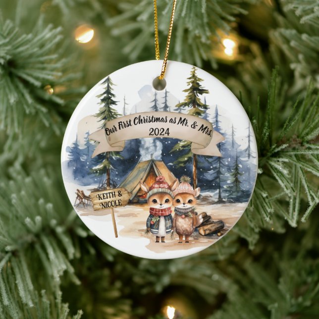 Premier joli Noël Nouveau-marié Keepsaké Ornement (Arbre)