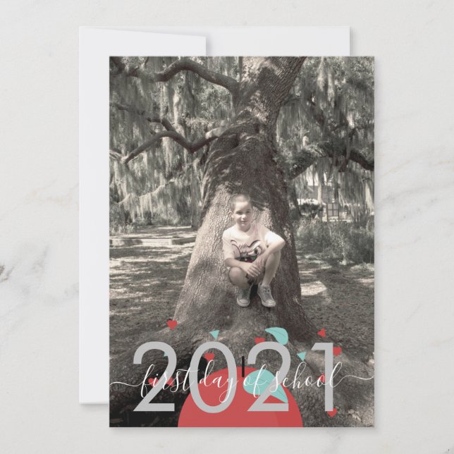 Premier jour de l'école Apple Carte photo de scrip (Devant)