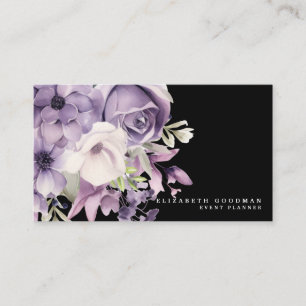 Premier Lila Floral Black Business Cards Visitenkarte