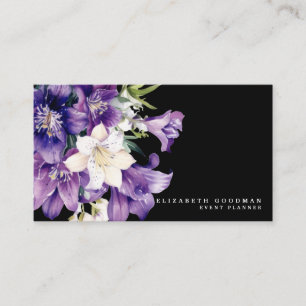 Premier Lila Floral Black Business Cards Visitenkarte