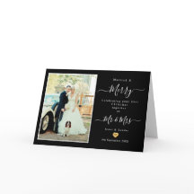 Premier Marié M. et Mme Gold Heart Carte de Noël