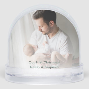 Premier Noël avec papa et bébé Photos personnalisé