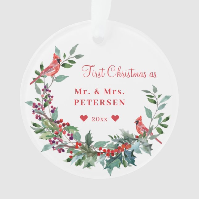 Premier Noël comme M. et Mme floral élégante photo (devant)
