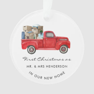 Premier Noël Comme M. Mme Red Truck Maison de vaca
