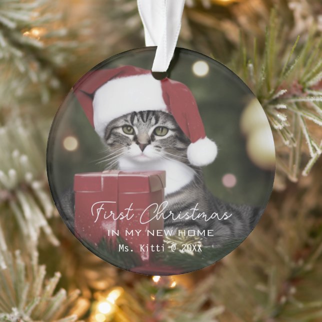Premier Noël Dans Ma Nouvelle Maison Cute Chat Pet (Arbre)