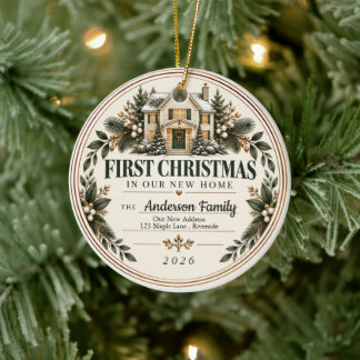 Premier Noël dans notre nouvel ornement de maison