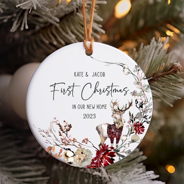 Premier Noël dans notre nouvelle maison Ornement d (Our First Christmas in New Home Whimsical Ornament)