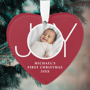 Premier Noël de bébé Photo Cœur Rouge Personnalisé
