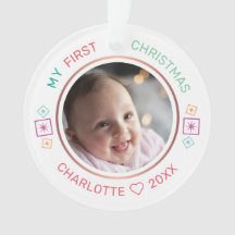 Premier Noël de bébé Photo Moderne