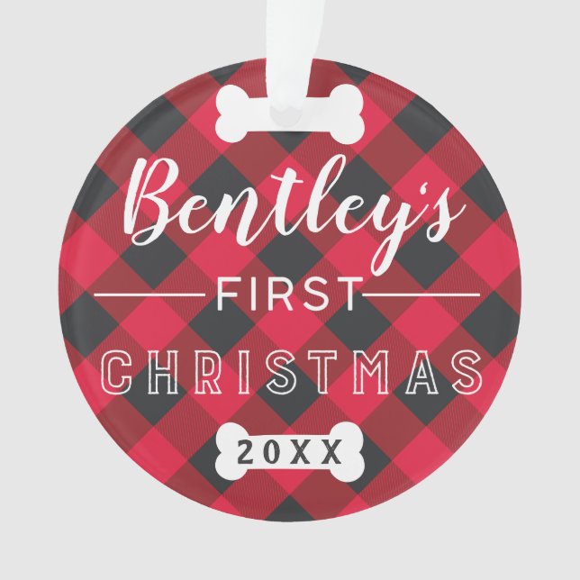 Premier Noël de l'animal | Red Buffalo Plaid Photo (devant)